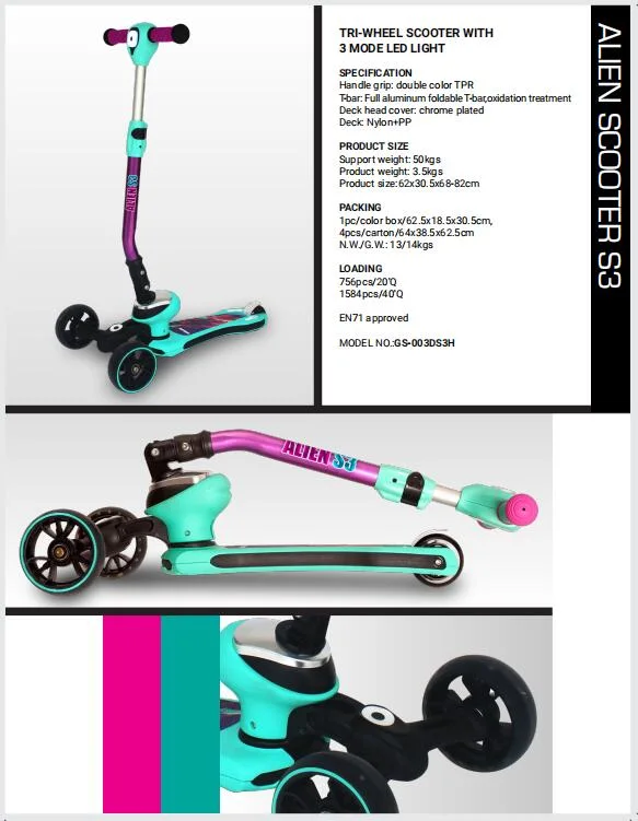 Kids Tri Wheels Scooter Alien Scooter (GS-002DS3)