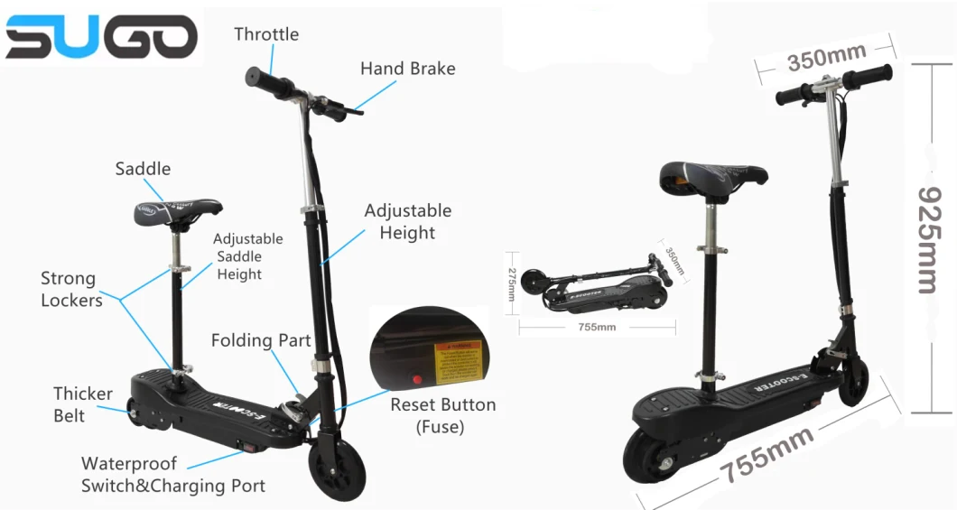 China Manufacturer Wholesale Kick E-Scooter Electric Seat Foldable Kids Electricscooter