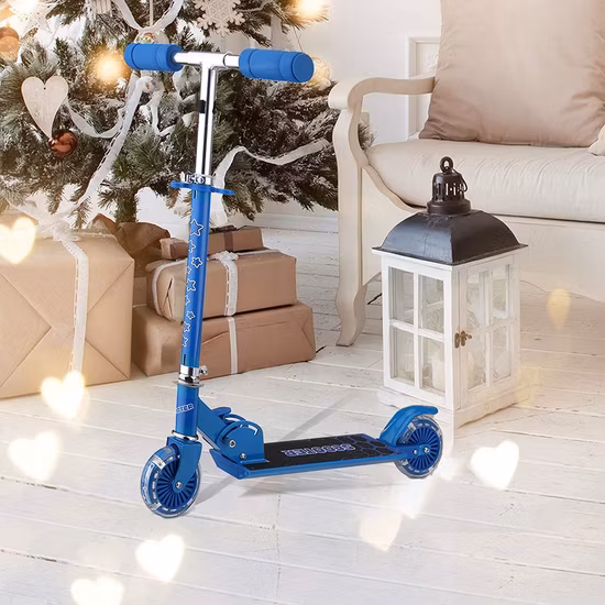 Neuer farbiger Kick-Kinderroller, PU-große Räder, Doppelbremse, faltbarer Stadtroller für Erwachsene